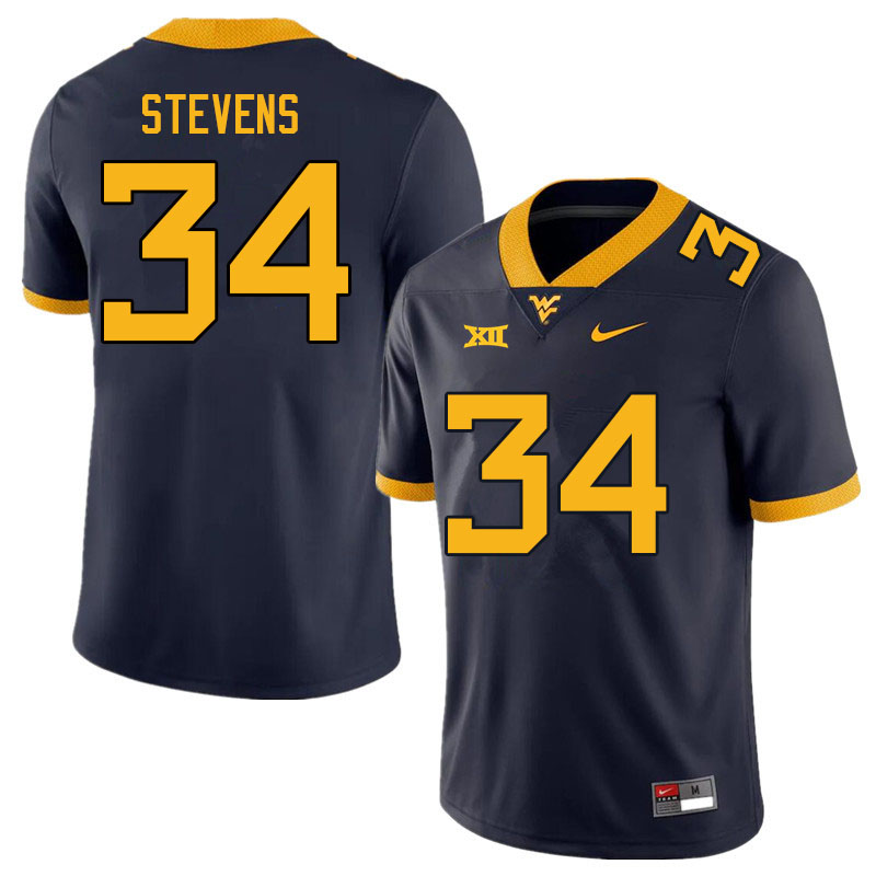 NCAA Men's Deshawn Stevens West Virginia Mountaineers Navy #34 Nike Stitched Football College Authentic Jersey GK23F08JC